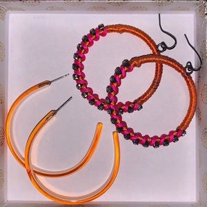 2 orange pair of earrings